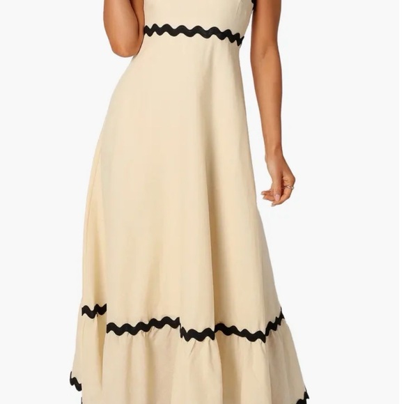 Petal & Pup Cream Maxi Dress with Black Trim - Picture 2 of 5